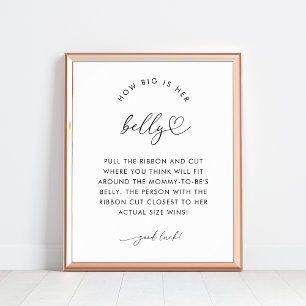 Chic Heart Script How Big is Her Belly 8x10 Sign