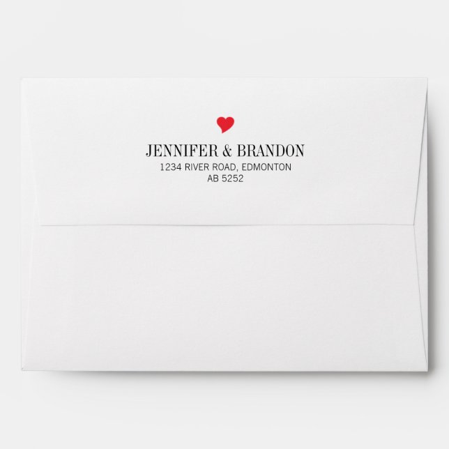 Chic Heart Wedding Envelope with Return Address (Back (Top Flap))