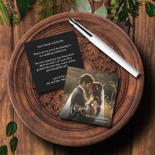 Chic Heart Wedding Photo Folded Thank You Card