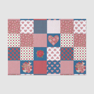 Chic Hearts and Roses Faux Patchwork Tissue Paper