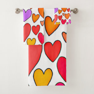 Chic Hearts Elegance: Blissful Love Bath Towel Set