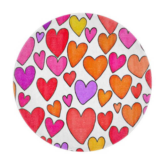 Chic Hearts Elegance: Blissful Love Cutting Board (Front)