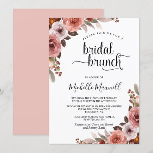 Chic Heaven in Rose, Floral Bridal Brunch Invitation