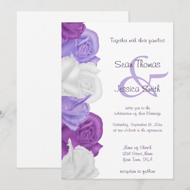 Chic Heirloom Roses Wedding Invitation (Front/Back)