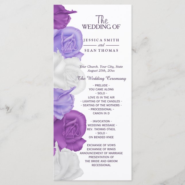 Chic Heirloom Roses Wedding Program Programme (Front)