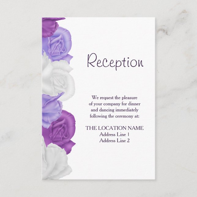 Chic Heirloom Roses Wedding Reception Enclosure Card (Front)