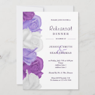 Chic Heirloom Roses Wedding Rehearsal Dinner Invitation
