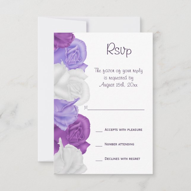 Chic Heirloom Roses Wedding RSVP (Front)