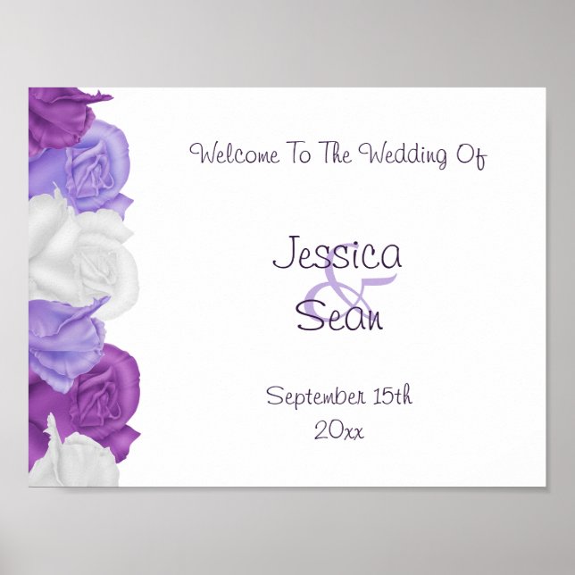 Chic Heirloom Roses Wedding Welcome Poster (Front)