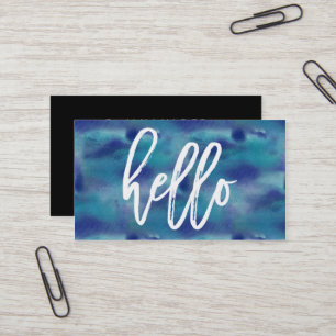 Chic Hello Blue Watercolor   Business Card