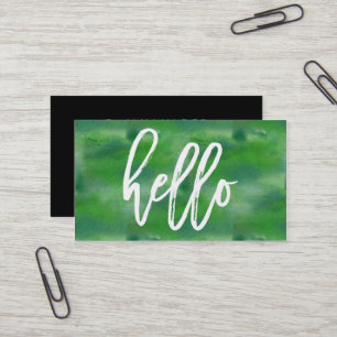 Chic Hello Green Watercolor Business Card