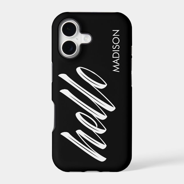 Chic Hello Script and Your Name Black White (Back)