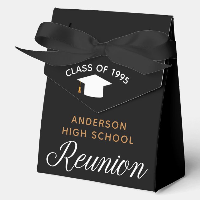 Chic High School Reunion Black Gold Party Favour Box (Front)