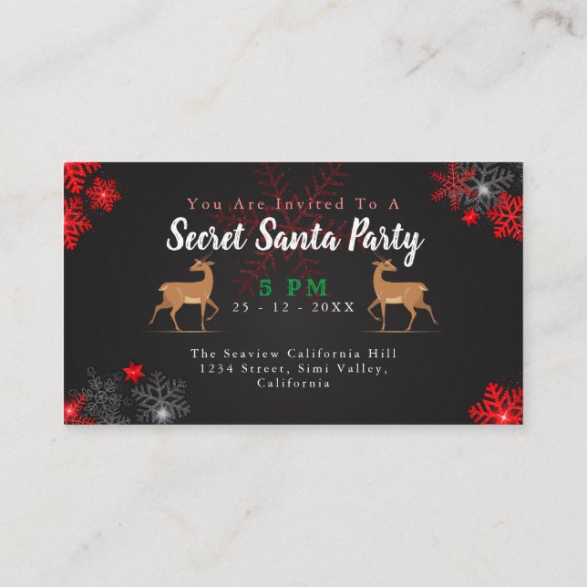 Chic HO Grey Red Black Snowflakes Christmas Santa Enclosure Card (Back)