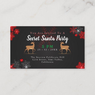 Chic HO Grey Red Black Snowflakes Christmas Santa Enclosure Card