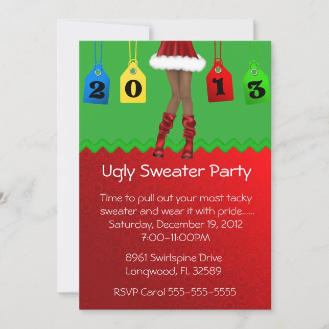 Chic Holiday/Christmas Ugly Sweater Party Invitation (Front)