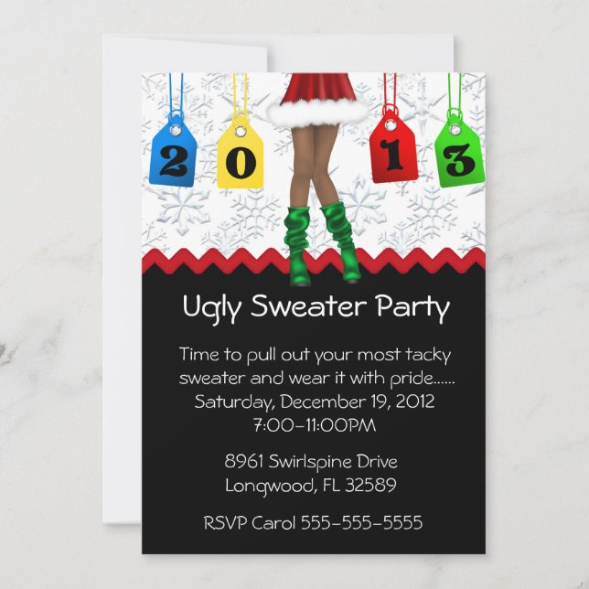 Chic Holiday/Christmas Ugly Sweater Party Invitation (Front)