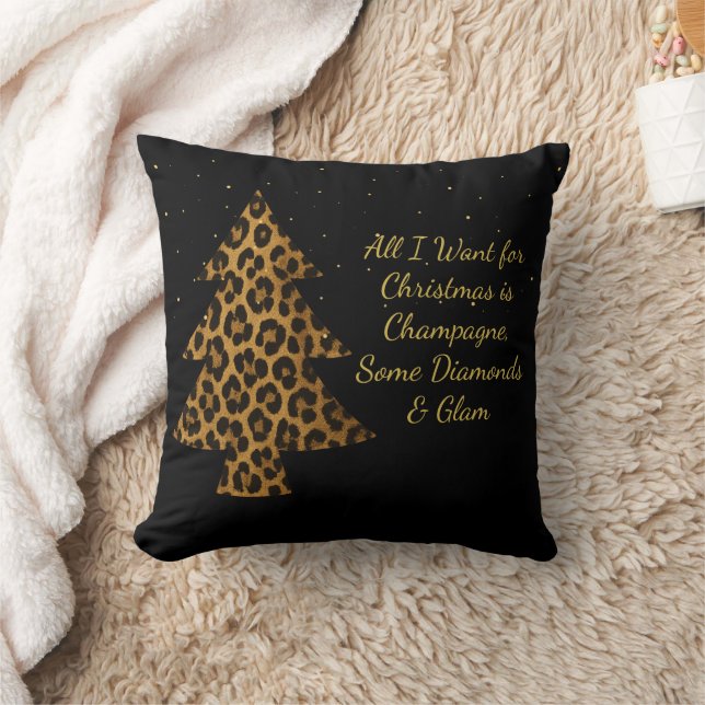 Chic Holiday Leopard Tree Design Cushion (Blanket)