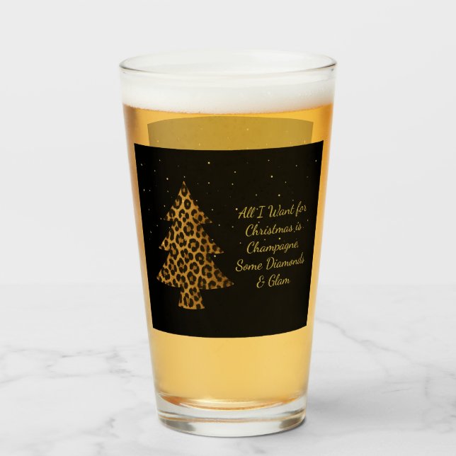 Chic Holiday Leopard Tree Design Glass (Front Filled)