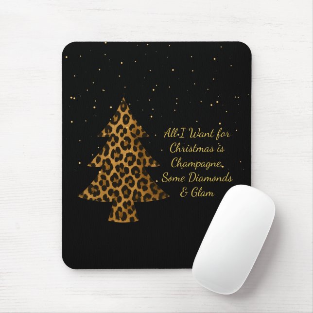 Chic Holiday Leopard Tree Design Mouse Mat (With Mouse)