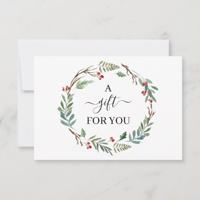 Chic Holly Berry & Leaves Wreath Gift Certificate (Front)