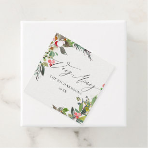 Chic Holly Berry Pine Very Merry Christmas Frame Favour Tags