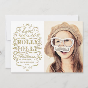 Chic Holly Jolly Christmas Holidays Photo Cards