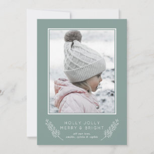 Chic Holly Jolly Merry & Bright Photo Holiday Card