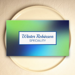 Chic holographic blue green turquoise with frame business card