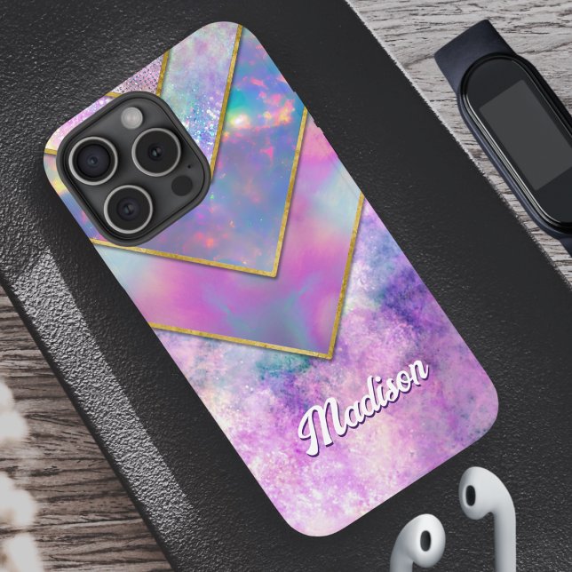 Chic holographic girly stylish pink Case-Mate iPhone case (Creator Uploaded)