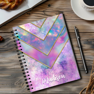 Chic holographic girly stylish pink sketchbook notebook