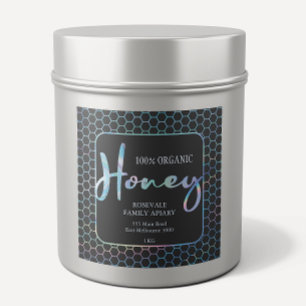 Chic Holographic Honeycomb Honey Apiary Label