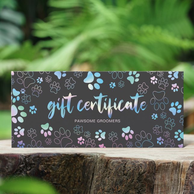 Chic Holographic Paw Print Dog Groomer Gift Card (Creator Uploaded)