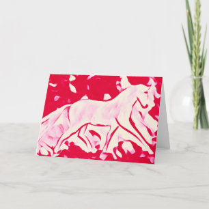 Chic Horse White Pink Red  Thank You Card