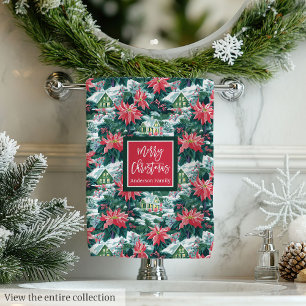Chic hot pink and green Christmas preppy gift Bath Towel Set