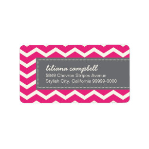 Chic Hot Pink Chevron Label