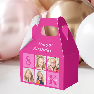 Chic Hot Pink Custom Girls Photo Birthday Party Favour Box