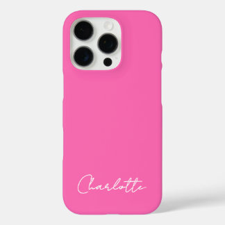 Chic Hot Pink Custom Name Script iPhone 16 Pro Case