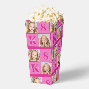 Chic Hot Pink Girls Photo Birthday Party Popcorn Favour Box