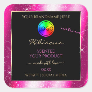 Chic Hot Pink Glitter Frame Product Label and Logo