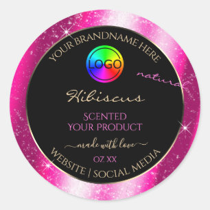 Chic Hot Pink Glitter Frame Product Label and Logo