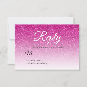Chic Hot Pink Glitter Ombre RSVP Invitation