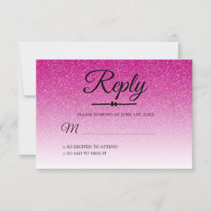 Chic Hot pink Glitter Ombre Sweet 16 RSVP Invitation