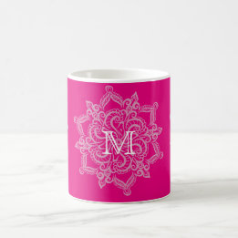 Chic Hot pink mandala monogram 11 oz Classic Mug