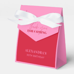 Chic Hot Pink Red Glitter Birthday Thank You Favour Box