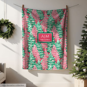 Chic hot pink watercolor preppy festive gift  fleece blanket