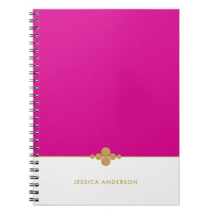 Chic Hot Pink White Gold Personalised Notebook