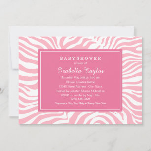 Chic Hot Pink Zebra Print Baby Girl Shower Invitation