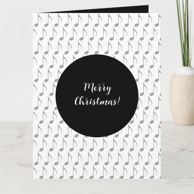 Chic Houndstooth Musical Notes Merry Christmas (Front)