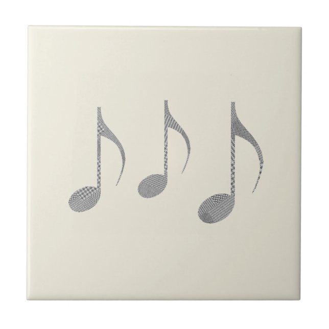 Chic Houndstooth Musical Notes Pattern Tile (Front)